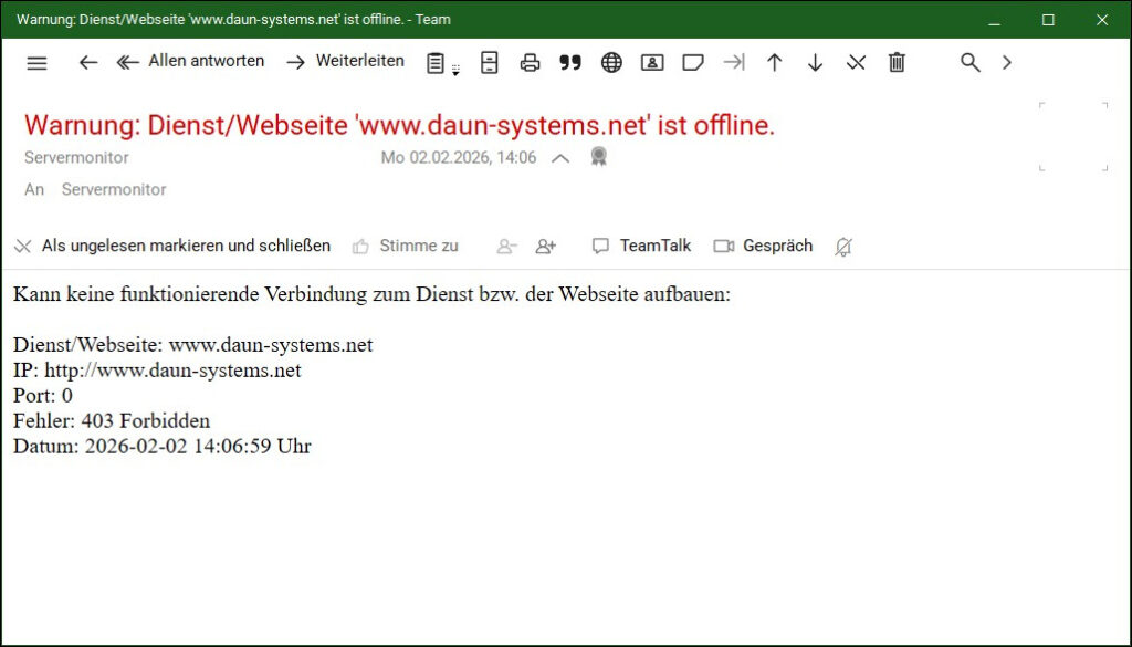 Server Monitor - Warnung
