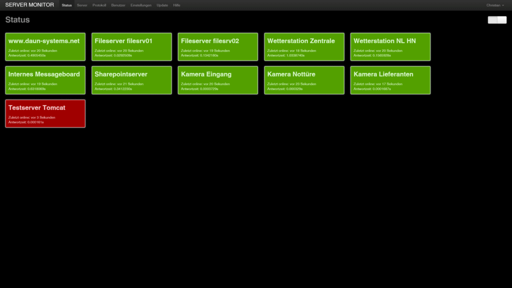Server Monitor - Kachelansicht